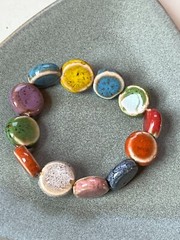 Colorful Purple Green Red Blue Yellow White Orange Glazed Round Ceramic Pottery