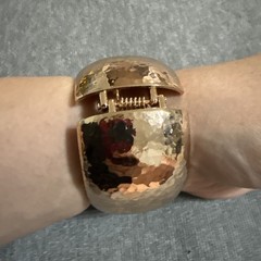 Vintage Bracelet Hammered Metal Copper Rose Gold Wide Hinged Boho Bangle
