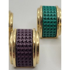 Chunky Weekender Half Hoop Earrings LOT 2 Teal Brown Vintage Post Pierced 1990s