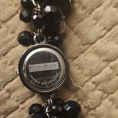 Vintage White House Black Market Charm Bracelet Watch Black Beaded Toggle Y2K