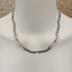 Vintage Israeli Silver Necklace Modernist Art Nouveau Revival Choker Handmade