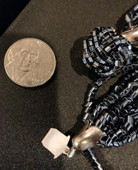 Black Czech Glass 12 Strand 1950’s Necklace Statement Push In Clasp VTG 15″