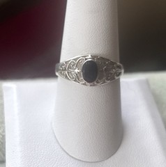 Antique Deco Style Dainty Ring Sterling Silver 925 SU Filagree Size 8.75 2.2g