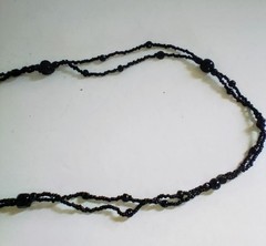 Antique Victorian French Jet Glass Mourning Beads Necklace 41′ Long