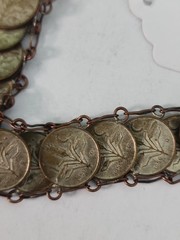Vintage Mexican Coin Link Bracelet Estados Unidos Mexicanos 1 Centavo 1950’s HM