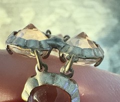 Antique Victorian Baby Pink Paste Bracelet Mixed Metals 7 Inches