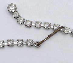 Vintage Silver Tone Crystal Rhinestone Choker Necklace Prong Set Glamour Formal