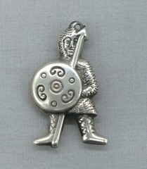 Vintage Silver Viking Charm Pendant Traditional Warrior Spear Shield Armor