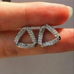 Art Deco Style Lab-Created Diamond Engagement Gift 14k White Gold Finish Earring