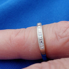 EARTH MINED DIAMOND Baguette Milgrain Deco Wedding Band SOLID 14K GOLD Ring S 5