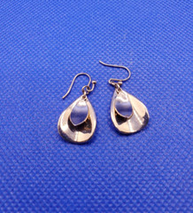 Gorgeous Vintage Signed MONET Silver Tone Layered Teardrop Dangle Earrings