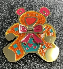 Vintage 1.8” Orange & Pink Enameled Gold Tone Metal Brooch Pin