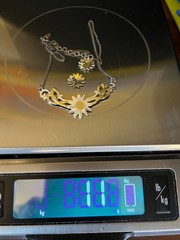 Vintage Goldtone and Silvertone Flower Necklace/Earrings Set