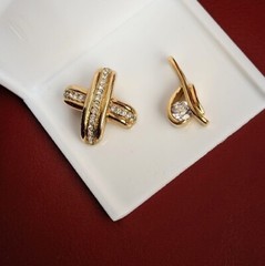Vintage Lot of 2 Gold Tone LR Lady Remington Rhinestone Necklace PENDANT SLIDES