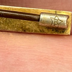 Vintage Ballou Bar Pin Small Gold Tone Etched Scroll Design 7/8 Inch