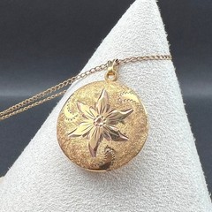 Vintage Locket Necklace Floral Senior Award 12KT Gold Filled Chain Marathon 18″