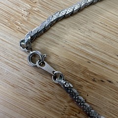 Vintage Silver Tone Bar Twist Chain Necklace 18” Spring Ring Clasp Unsigned