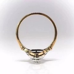Art Deco Style Round Cut Lab Created Diamond 14K Yellow Gold FN Wedding Ring