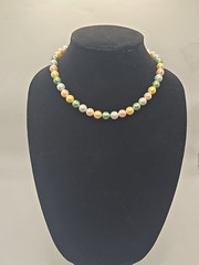 Pastel Faux Pearl Necklace Multicolor Beaded Choker Vintage Style Spring Jewelry