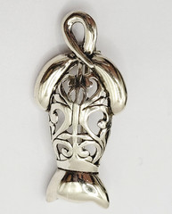 Cat Kitty Kitten Open Filigree Sterling Silver 925 Jezlaine Vintage Brooch Pin