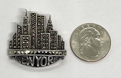 VTG Judith Jack J.J. Sterling Silver Markasite New York Skyscraper Pin Brooch17g