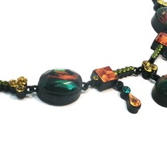 Vintage Uncas Signed Multi‑Stone Statement Necklace, Colorful Retro Pendant