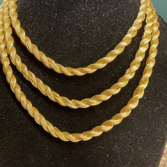 Signed VPH Valerie Peyton Horn 3 STRAND Gold Thread Twisted 17” Necklace