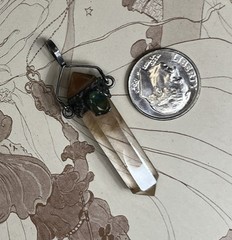 Sterling Silver Rutilated Quartz Pendent With Blue Topaz V318