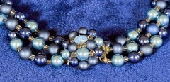 Vintage Japanese Aqua Blue Pearl Necklace (Faux ) Multi Strand Statement Jewelry
