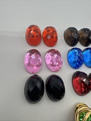 Joan Rivers Interchangeable Earrings Gold Tone Cage Clip On Vtg 10 Colors