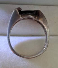 Sterling Silver Black Onyx Ring By Hajj Asymmetrical Setting Designer Signed