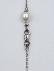 Vtg Sterling Silver Multi Color Freshwater Pearl Lariat Y Drop Tassel Necklace