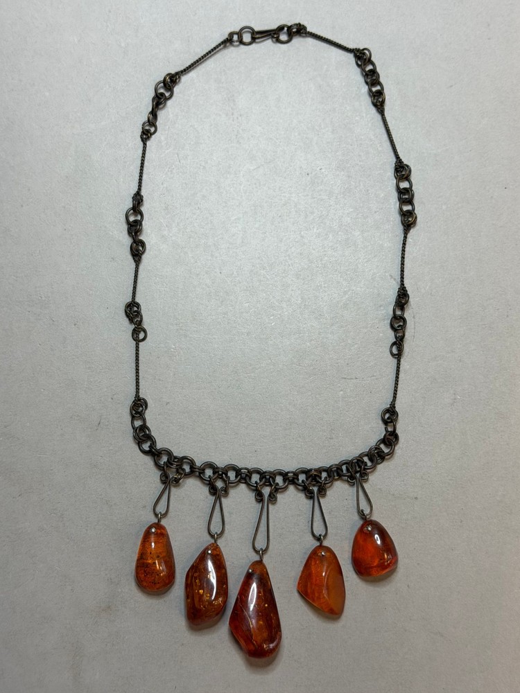 NATURAL OLD ANTIQUE COGNACK BALTIC AMBER NECKLACE 35,7 gr