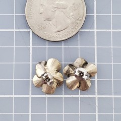 Sterling Silver STUART NYE Pansy Flower Pierced Stud Earrings 0.5″