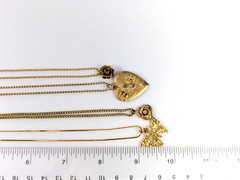 Vtg Love Knot Heart Key Lock Flower Butterfly Pendant Gold Tone Necklace LOT