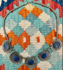 Vintage LAPIS LAZULI Boho Style Necklace Ethnic Tribal Fusion Belly Dance