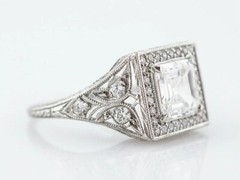 1920’s Royal Iconic Asscher Cut Lab-Created Diamond 925 Silver Vintage Ring