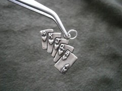 Sunwest Royal Flush Hearts Playing Cards Vtg Sterling Silver Charm Pendant 3.6g
