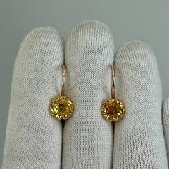 USSR Vintage Original Rose Gold Citrine (lab. made) Earrings 583 14K 2.16 g.