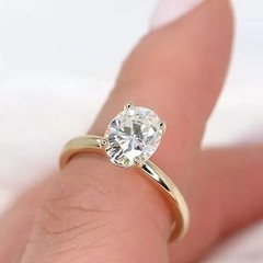 3Ct Oval Cut Lab Created Diamond Wedding Engagement Ring 14K Yellow Gold Plated