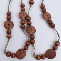 VTG Boho Ethnic Tribal Long Wood Beaded Necklaces (6) Earth Tones