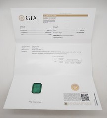 $60,000 NEW 16.78ct GIA Colombian Emerald VS H Diamond 18k White Gold Necklace
