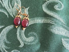 Vintage 1928 Cabochon Faux Amethyst Drop Earrings