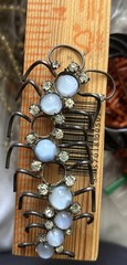 Vintage Sterling Moon Glow Stones Prong Set Rhinestone Centipede Brooch Repair