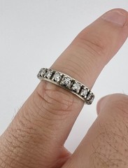 Vtg 18k White Gold 1.10ct Diamond Eternity Wedding Stackable Band Ring Sz 5.25