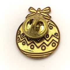 Vintage Christmas Ornament Pin Brooch Gold Red Green Festive Holiday Charm