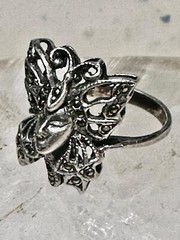 Butterfly ring Lady Face Art Deco size 6 marcasites sterling silver band women
