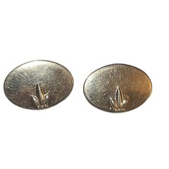 Vintage Swank Gold Tone Oval Disc With Leaf Classic Men’s Cufflinks