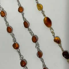 VtgGenuine Honey Cognac Amber Nugget Wire Wrapped Pendant Necklace Bracelet Set