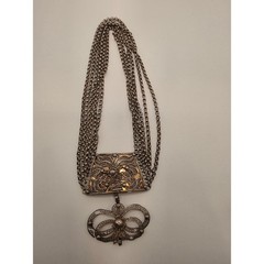 Vintage Silver Filigree Multi Strand Necklace 5 Chain Statement Piece 800 Silver